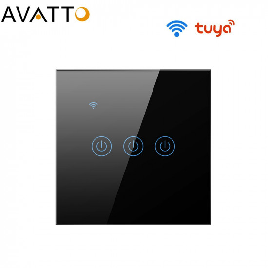 Smart light switch Without and with neutral 3-Ways Black tuya AVATTO-B-TS03 Smart light switch Without and with neutral 3-Ways Black tuya AVATTO-B-TS03